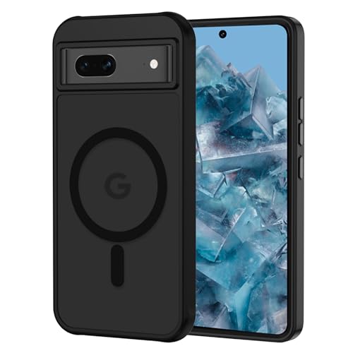 XTCASE für Google Pixel 7 Hülle Magnetisch kompatibel mit Magsafe, Matt Transluzente Handyhülle für Google Pixel 7 Kratzfeste PC Rückseite + TPU Bumper - Schwarz von XTCASE