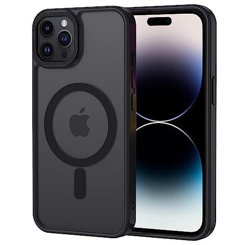 XTCASE für iPhone 11 Pro Max Hülle Magnetisch kompatibel mit Magsafe, Matt Transluzente Handyhülle für iPhone 11 Pro Max (6.5") Kratzfeste PC Rückseite + TPU Bumper - Schwarz von XTCASE