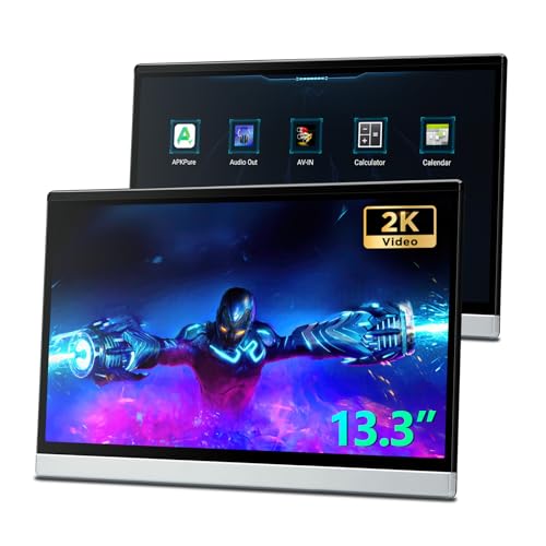 XTRONS 2PCS 13,3 Zoll Rücksitz Android 2GB 32GB Auto TV Kopfstütze Monitor Tablet FHD IPS 1920 * 1080 Bildschirm mit HD RCA Eingang Gegenseitige Steuerung Zwei Lautsprecher von XTRONS