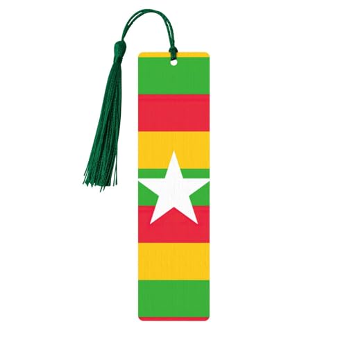 Exquisite Holz-Lesezeichen mit Flagge von Myanmar, Lesezeichen für Buchliebhaber, Lesezeichen für Buchliebhaber von XTYGETY