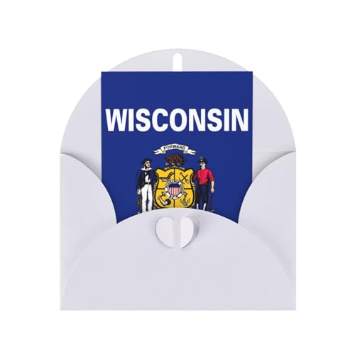 Wisconsin State Flag Stilvolle, einzigartige Perlpapier-Grußkarten, Sortiment mit Umschlägen, Grußkarten, blanko Karten von XTYGETY