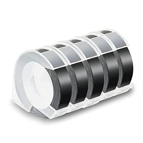 5Er-Pack Etikettenband für PräGeband 12 Mm 3D-PräGeetiketten, Schwarz für DM1595 Organizer Xpress Pro von XUJIAN