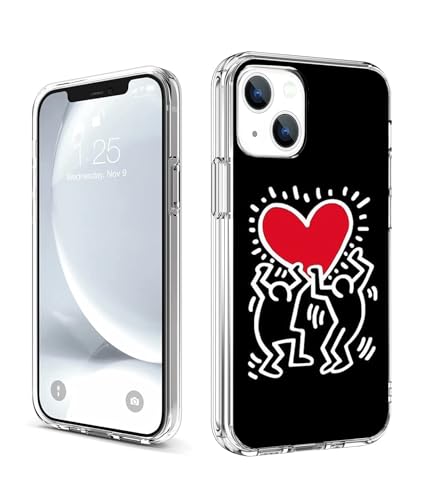 XUJIAWENYI Schutzhülle für iPhone 15, weiches TPU, Rundumschutz, kratzfest, stoßfest, Fallschutz, transparent (Keith-Haring-Colorful-Abstract Art-9) von XUJIAWENYI