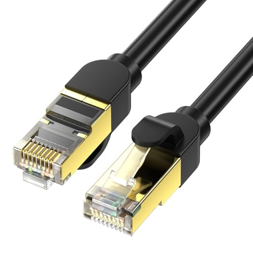 Cat 8 Ethernet Kabel, 40Gps Hochgeschwindigkeits Hochleistungs Netzwerk LAN Patchkabel, 2000MHz 26AWG Doppelt Abgeschirmtes Internetkabel mit RJ45 Anschluss, für Router, von XUMIUZIY