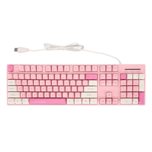 XUMIUZIY Kabelgebundene Gaming-Tastatur, 104 Tasten, Business-Tastatur, 3 Farben, Niedliches Design, Leise USB-Schnittstelle, Computerspiel-Tastatur für Home Office für Windows für OS X von XUMIUZIY