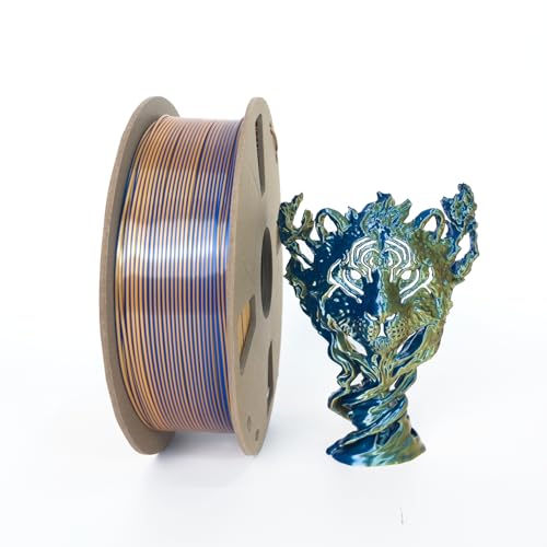 3D Drucker Filament PLA Filament 1.75mm Dual Color Filament Seide Blau& Gold Bicolor Seide PLA Filament 1.75 mm 1 kg/Spule mit +/-0,03mm Präzision von XVICO