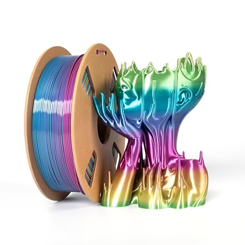 Seiden PLA Filament 3D Drucker Filament 1,75mm Mehrfarbig Hochglanz Glänzendes Farbwechsel 1KG Rolle Spule Farbverlauf Änderndes Mehrfarbig Filamen Seide Regenbogen Mehrfarbig Multicolor filaments von XVICO