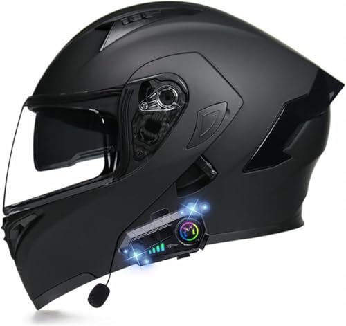 Modularer Motorradhelm Klapphelm mit Bluetooth mit Doppelvisier und Integriertem Mikrofon Integralhelm für Automatische Reaktion mit ECE Zulassung für Damen und Herren G,M(55-56cm) von XYFGODEM