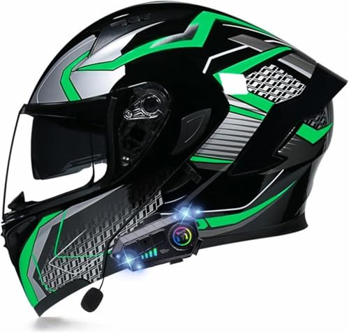 Modularer Motorradhelm Klapphelm mit Bluetooth mit Doppelvisier und Integriertem Mikrofon Integralhelm für Automatische Reaktion mit ECE Zulassung für Damen und Herren N,XXL(61-62cm) von XYFGODEM