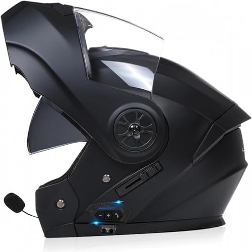 Motorrad Hochklappbar Bluetooth Modularer Integraler Motorradhelm mit Doppeltem Antibeschlag Visier mit Mikrofon ECE Zertifiziert für Erwachsene Männer und Frauen D,L(59-60cm) von XYFGODEM