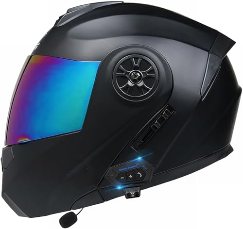 Motorrad Hochklappbar Modularer Integraler Bluetooth Motorradhelm mit Mikrofon mit Doppeltem Antibeschlag Visier für Erwachsene ECE Zertifiziert Männer und Frauen P,S(55-56cm) von XYFGODEM