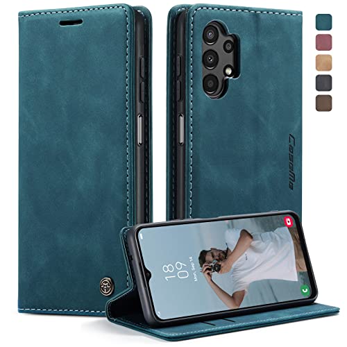 XYGLOW Handyhülle für Samsung Galaxy A13 4G/ A13 5G/ A04S Hülle Premium Lederhülle Klappbar Flip Case Tasche Magnet Kartenfach Ständer Schutzhülle für Samsung Galaxy A13 4G/ A13 5G/ A04S - Blaugrün von XYGLOW