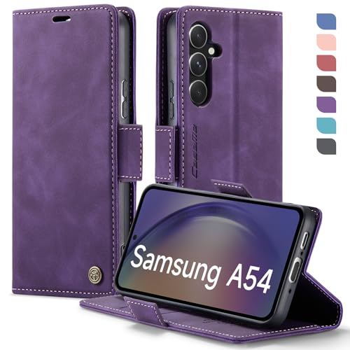 XYGLOW Handyhülle für Samsung Galaxy A54 5G Hülle Klappbar Premium PU Lederhülle Klapphülle【RFID Schutz】 Kartenfach Standfunktion Schutzhülle für Samsung A54 5G Flip Case Wallet Tasche Cover, Lila von XYGLOW