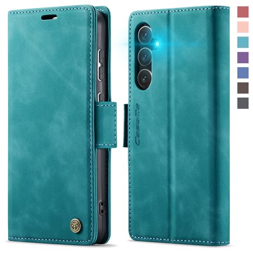 XYGLOW Handyhülle für Samsung Galaxy S24 FE Hülle Klappbar Premium PU Lederhülle Klapphülle【RFID Schutz】 Kartenfach Standfunktion Schutzhülle für Samsung S24 FE 5G Flip Case Wallet Tasche Cover,Grün von XYGLOW