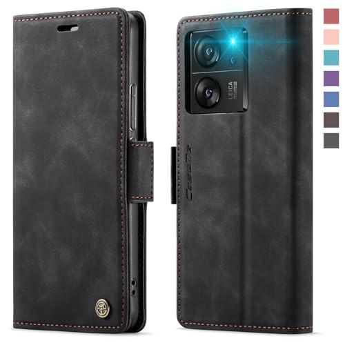 XYGLOW Handyhülle für Xiaomi 13T Hülle Klappbar Xiaomi 13T Pro Premium PU Lederhülle Klapphülle【RFID Schutz】Kartenfach Standfunktion Schutzhülle für Xiaomi 13T/13T Pro Flip Case Wallet Tasche,Schwarz von XYGLOW