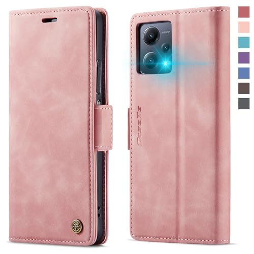 XYGLOW Handyhülle für Xiaomi Redmi Note 12 5G Hülle Klappbar Xiaomi Poco X5 5G Premium PU Lederhülle Klapphülle【RFID Schutz】 Kartenfach Standfunktion Schutzhülle für Redmi Note 12 5G Tasche, Rosa von XYGLOW