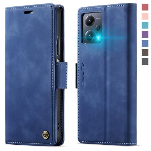 XYGLOW Handyhülle für Xiaomi Redmi Note 12 5G Hülle Klappbar Xiaomi Poco X5 5G Premium PU Lederhülle Klapphülle【RFID Schutz】 Kartenfach Standfunktion Schutzhülle für Redmi Note 12 5G Tasche, Blau von XYGLOW