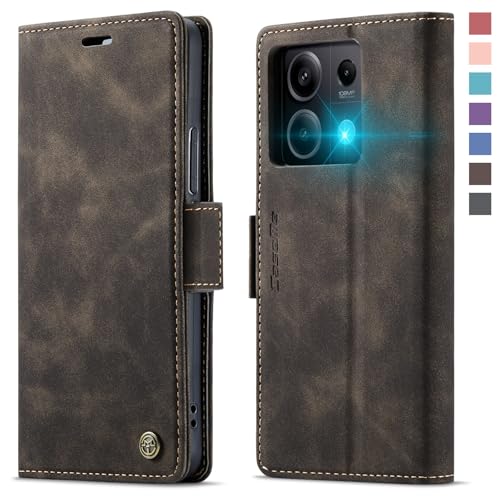 XYGLOW Handyhülle für Xiaomi Redmi Note 13 5G Hülle Klappbar Premium PU Lederhülle Klapphülle【RFID Schutz】 Kartenfach Standfunktion Schutzhülle für Redmi Note 13 5G Flip Case Tasche Cover,Kaffee von XYGLOW