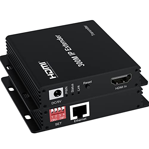 300M IP Extender, HDMI Extender über IP RJ45 Cat6 Kabel 1080P HDMI zu Ethernet Netzwerk Extender Unterstützung ein TX zu vielen RX über Netzwerk-Switch (TX+RX) von XYKJOBC