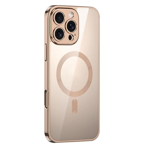 XYLTRADE-Gold,16 Pro Max, Magnetische Hülle für iPhone 16 Pro Max/16 Pro/16 Plus/16, All-Inclusive-Objektivschutz, ultradünn, klar, PC-Rückabdeckung, stoßfest von XYLTRADE