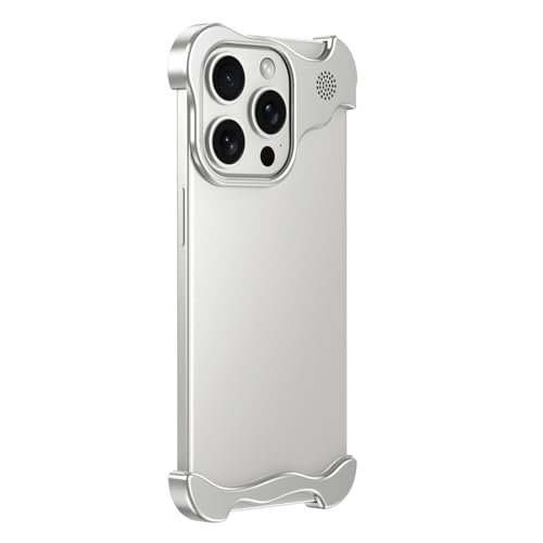 XYLTRADE-Schutzhülle für iPhone 16 Pro Max/16 Pro/16 Plus/16, minimalistische Handyhülle aus Aluminiumlegierung mit Objektivfolie, ohne Rückseite, schlanker Schutz, Aromatherapie-Hülle, Silber, 16 von XYLTRADE