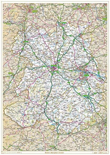 Historische Shropshire County Karte mit Kunststoffbeschichtung von XYZ Maps