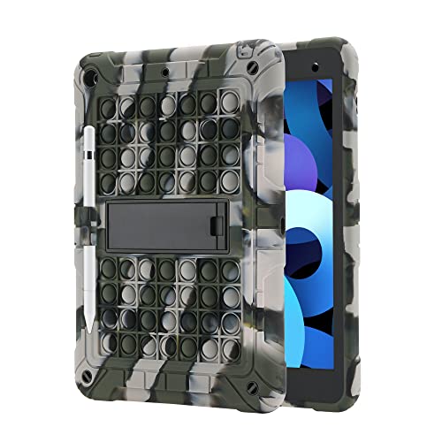 XZC iPad 9/8/7 Generation Hülle (iPad 10.2 Zoll Hülle 2021/2020/2019) Push Pop iPad Hülle Stoßfest Fallschutz Cover mit Stifthalter Kickstand Schultergurt (Camouflage) von XZC