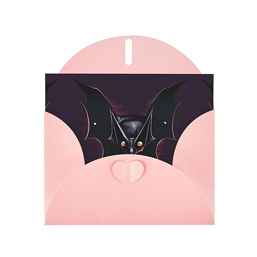 Pearl Paper Holiday Black Ghost Bat Grußkarte Rosa mit Herz-Knopfverschluss und blanko Innenseite für besondere Anlässe von XZDAL