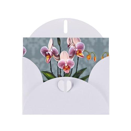 Pearl Paper Holiday Blooming Orchids Grußkarte weiß mit Herz-Knopfverschluss und leerer Innenseite für besondere Anlässe von XZDAL