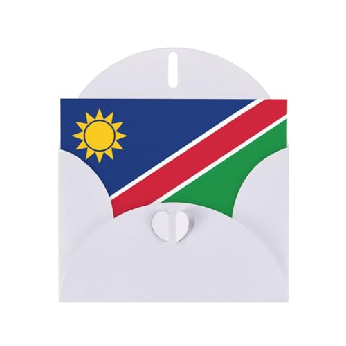 Pearl Paper Holiday Flag of Namibia Grußkarte weiß mit Herz-Knopfverschluss und blanko Innenseite für besondere Anlässe von XZDAL