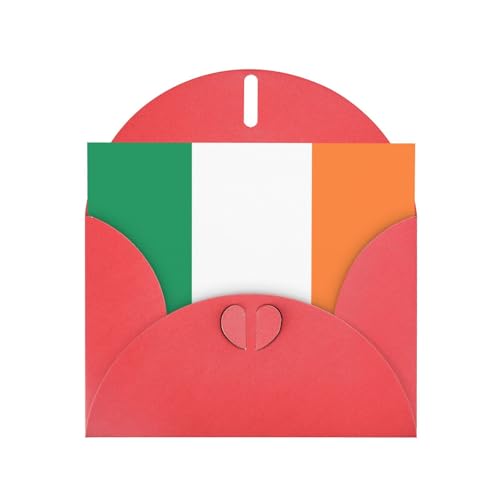 Pearl Paper Holiday Irish Flag Grußkarte rot mit Herz-Knopfverschluss und leerer Innenseite für besondere Anlässe von XZDAL