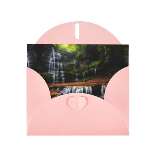 Pearl Paper Holiday Waterfall View Grußkarte Rosa mit Herz-Knopfverschluss und leerer Innenseite für besondere Anlässe von XZDAL