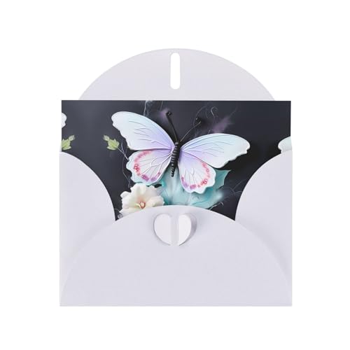 Pearl Paper Holiday White Butterfly Grußkarte weiß mit Herz-Knopfverschluss und leerer Innenseite für besondere Anlässe von XZDAL