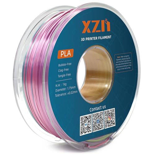 XZN PLA Filament 1.75mm Seide PLA 3D Drucker Filament,Maßgenauigkeit +/- 0,03 mm,Silk PLA 1KG Spule, Silk Rainbow von XZN