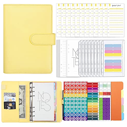 Binder Planer Set mit Binder Taschen Budget Blätter Aufkleber Seite Trennblätter Binder Notizblock Notizbuch PU Journal von XZQYDS