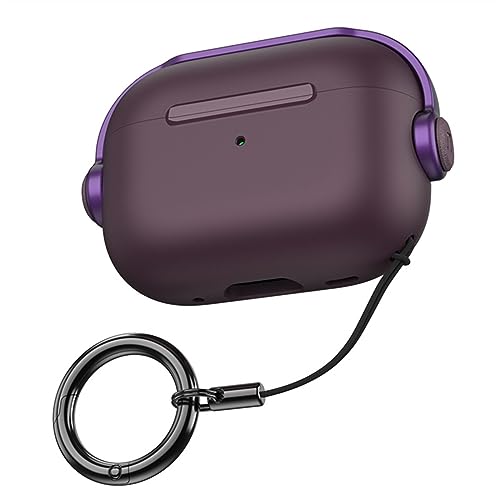 Kompatibel mit AirPods Pro 2 2022 mit Schlüsselanhänger, TPU + PC-Hülle, Telefonständer, stoßfeste, weiche Silikonhülle Sportkopfhörer Test (Purple, D) von XZincer