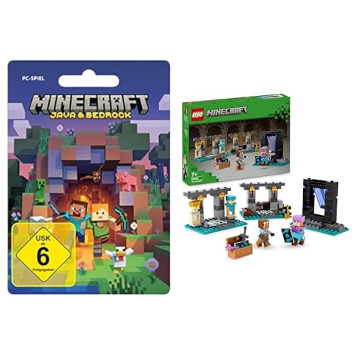 Minecraft Java & Bedrock Edition | Windows - Download Code + LEGO Minecraft Die Waffenkammer, Gaming-Set mit Heldenfiguren von Xbox