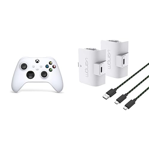 Xbox Wireless Controller Robot White+Venom 1100-mAh-Akku mit hoher Kapazität, Doppelpack - Weiß Series X & S One von Xbox