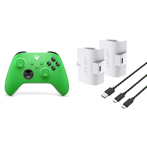 Xbox Wireless Controller – Velocity Green+Venom 1100-mAh-Akku mit hoher Kapazität, Doppelpack - Weiß Series X & S One von Xbox