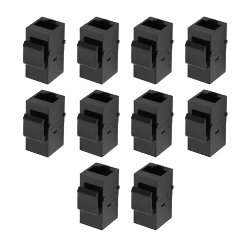 Xbsduih 10-Teiliger RJ45 Anschluss Buchse Cat6 Erweiterung Koppler Ethernet Netzwerk LAN Cat 6 Koppler Buchsen VerläNgerung Adapter, Schwarz von Xbsduih