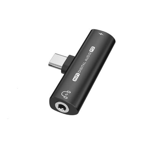 Xbsduih 2-In-1-USB-Typ-C-Auf-3,5-Mm-Kopfhörer-Adapter PD60W, Schnelllade-Kopfhörer-Audio-Konverter, 16-Bit/48-KHz-Digital-Decoder, Langlebig, Einfach zu Bedienen, Schwarz von Xbsduih