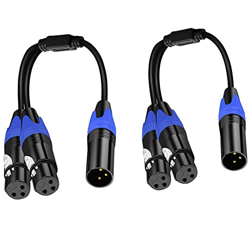 Xbsduih 2 Stück: 1 XLR-Stecker auf 2 XLR-Buchsen, XLR-Stecker auf XLR-Dual-Buchse, Y-Splitter, Mikrofonkabel, Y-Splitter, Symmetrisch von Xbsduih