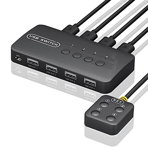 Xbsduih KVM Switch USB Switch Shared Controller Adapter 4 EingäNge 4 AusgäNge für Laptop Computer Drucker Tastatur Maus Monitor von Xbsduih