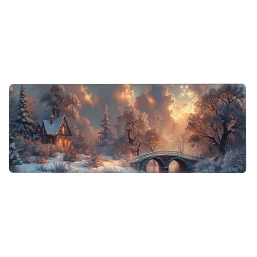 800x400x3mm XXL Mauspad Schneeszene Sunset Gaming Mauspad mit rutschfest Gummibasis, Verlängertes Schreibtischauflage Wasserdicht Großes Mauspad, PC Gaming Zubehör für Home Zimmer Deko, Gifts von Xeoyenle