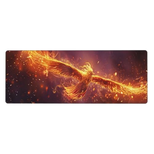 Adler Mousepad XXL 700x300x3mm Groß Gaming Mauspad Phoenix Mouse Pad mit Genähten Kanten,Wasserdicht Rutschfeste Gummibasis Verbessert Präzision und Geschwindigkei,Einfach Zu Reinigen Office PC Lapto von Xeoyenle