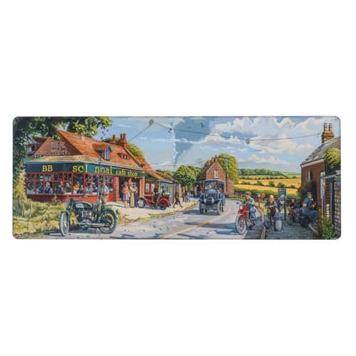 Bauernhof Mousepad XXL 800x400x3mm Groß Gaming Mauspad Street View Mouse Pad mit Genähten Kanten, Wasserdicht Rutschfeste Gummibasis Verbessert Präzision und Geschwindigkei, für Office PC Lapto von Xeoyenle