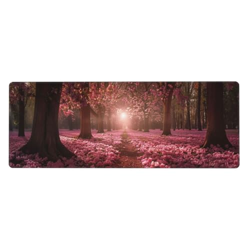 Baum Mousepad XXL 1200x600x3mm Groß Gaming Mauspad flower Mouse Pad mit Genähten Kanten,Wasserdicht Rutschfeste Gummibasis Verbessert Präzision und Geschwindigkei,Einfach Zu Reinigen Office PC Lapto von Xeoyenle