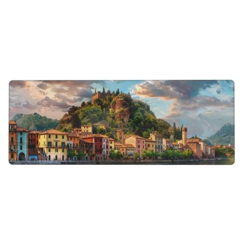 Berg Mousepad XXL 700x300x3mm Groß Gaming Mauspad City Mouse Pad mit Genähten Kanten,Wasserdicht Rutschfeste Gummibasis Verbessert Präzision und Geschwindigkei,Einfach Zu Reinigen,für Office PC Lapto von Xeoyenle