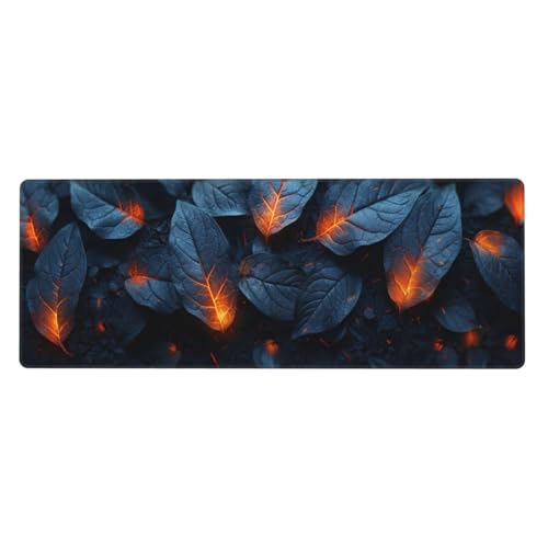 Blätter Mousepad XXL 700x300x3mm Groß Gaming Mauspad Abstract Mouse Pad mit Genähten Kanten,Wasserdicht rutschfeste Gummibasis Verbessert Präzision und Geschwindigkei,Mauspad Groß Office PC Lapto von Xeoyenle