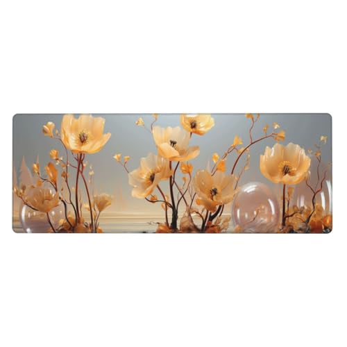 Blume Mousepad XXL 800x400x3mm Groß Gaming Mauspad landscape Mouse Pad mit Genähten Kanten,Wasserdicht Rutschfeste Gummibasis Verbessert Präzision und Geschwindigkei,Mauspad Groß Office PC Lapto von Xeoyenle